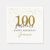 100 en Fabulous Goud Zwart Verjaardagsfeest Servet (Voorkant)
