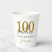 100 en Fabulous Goud Zwart Verjaardagsfeestje Papieren Bekers (Voorkant)