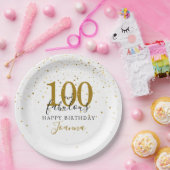 100 en Fabulous Gouden Zwarte Verjaardagsfeestje Papieren Bordje (Feest)