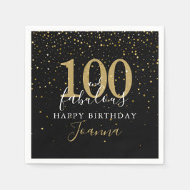 100 en Fabulous Gouden Zwarte Verjaardagsfeestje Servet