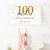 100 en Fabulous Verjaardag Elegant Goud en Zwart Spandoek (Insitu)
