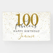 100 en Fabulous Verjaardag Elegant Goud en Zwart Spandoek (Horizontaal)