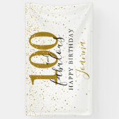 100 en Fabulous Verjaardag Elegant Goud en Zwart Spandoek (Verticaal)