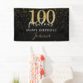 100 en Fabulous Verjaardag Elegant Goud en Zwart Spandoek (Insitu)