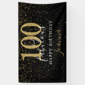 100 en Fabulous Verjaardag Elegant Goud en Zwart Spandoek (Verticaal)