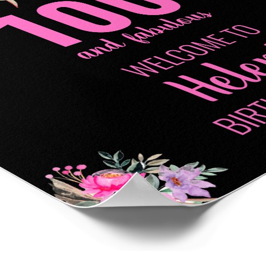 100 en fantastisch zwart verjaardagsfeestje poster (Hoek)