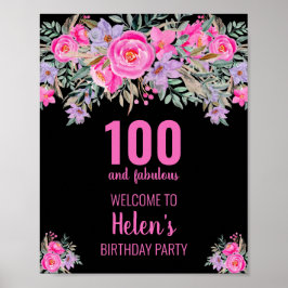 100 en fantastisch zwart verjaardagsfeestje poster