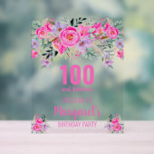 100 en fantastische roze bloemenwelkom acryl bord (Neutraal)