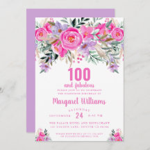 100 en geweldig paars roze 100e verjaardag