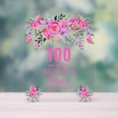 100 en geweldig roze elegante verjaardagsfeestje acryl bord (Neutraal)