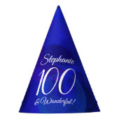 100 en geweldige Elegant Royal Blue Birthday Feesthoedjes (Voorkant)