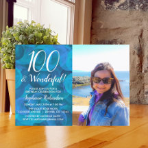 100 en prachtige Elegant Ocean Blue Birthday