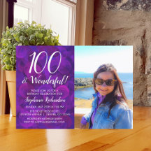 100 en Wonderful Elegant Paars Photo Birthday