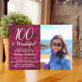 100 en Wonderful Red Rose Photo Birthday Party Kaart