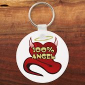 100% Engel Duivel Hart Sleutelhanger (Voorkant)