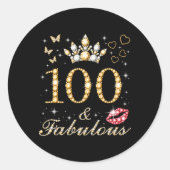 100 Fabulous 100th 100 en Fabulous Ronde Sticker (Voorkant)