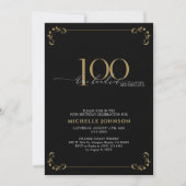 100& Fabulous Black & Gold Calligraphy Birthday Kaart (Voorkant)