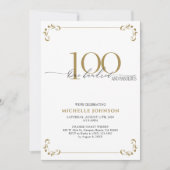 100 & Fabulous Black White en Gold Birthday Kaart (Voorkant)