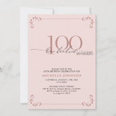100 & Fabulous Blush Pink & Black Birthday Kaart (Voorkant)