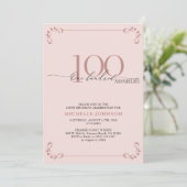 100 & Fabulous Blush Pink & Black Birthday Kaart (Staand voorkant)