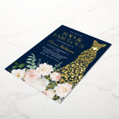 100 & Fabulous Marine & Goud 100e Verjaardag Folie Uitnodiging (Gedraaid)