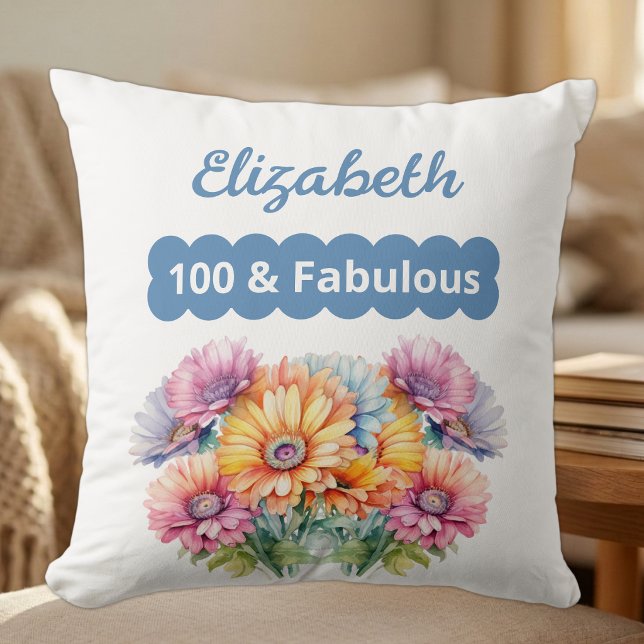 100 & fabulous naam gerbera bloemen roze kussen (Creator heeft geüpload)