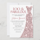 100 Fabulous Roos Gold Dress 100th Birthday Party Kaart (Voorkant)
