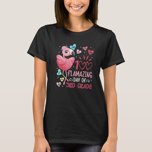 100 Flamazing Day of 3rd Grade Flamingo 100 Days S T-shirt (Voorkant)