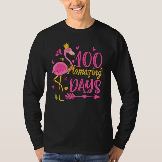 100 Flamazing Days of School Flamingo 100 e dag te T-shirt (Voorkant)