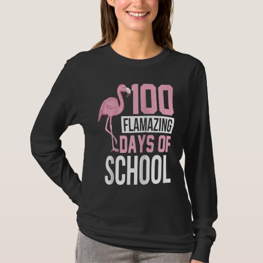 100 Flamazing Days of School Flamingo 100th Day Te T-shirt (Voorkant)