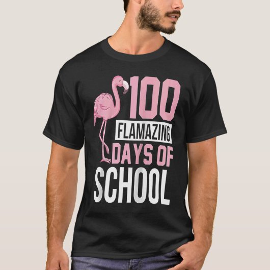 100 Flamazing Days of School Flamingo 100th Day Te T-shirt (Voorkant)