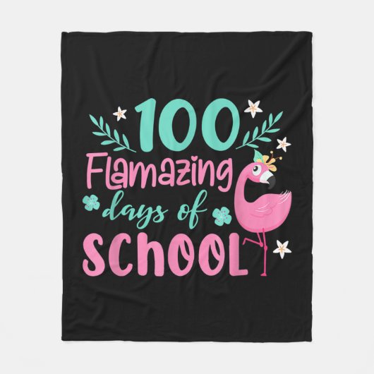100 Flamazing Days of School | Funny Flamingo Fleece Deken (Voorkant)