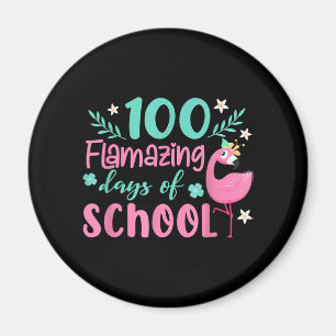100 Flamazing Days of School   Funny Flamingo Magneet
