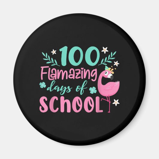 100 Flamazing Days of School | Funny Flamingo Magneet (Voorkant)