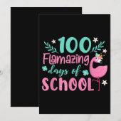 100 Flamazing Days of School | Funny Flamingo Save The Date (Voorkant / Achterkant)