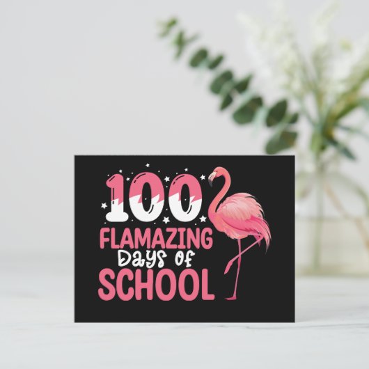 100 Flamingo Dagen van School Flamingo Docent Briefkaart (Staand voorkant)
