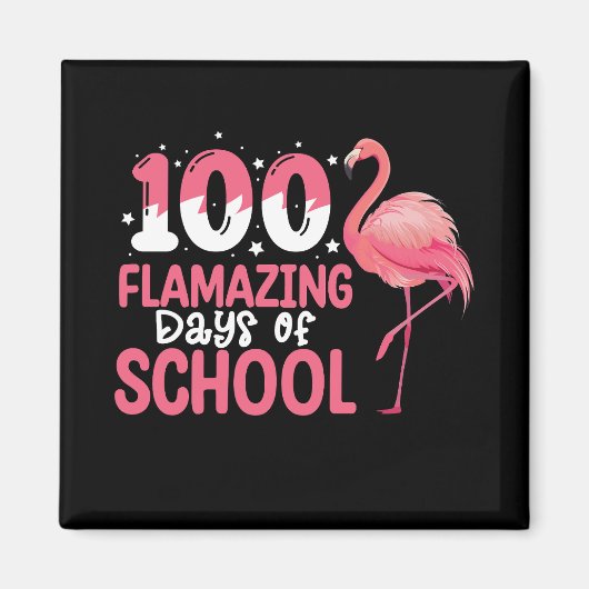 100 Flamingo Dagen van School Flamingo Docent Magneet (Voorkant)