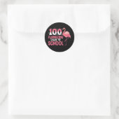 100 Flamingo Dagen van School Flamingo Docent Ronde Sticker (Tas)