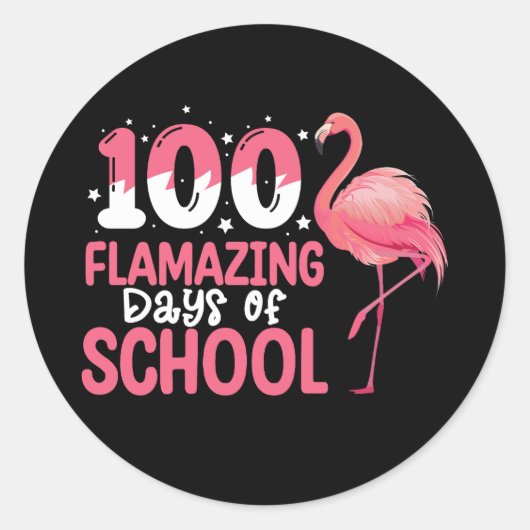 100 Flamingo Dagen van School Flamingo Docent Ronde Sticker (Voorkant)