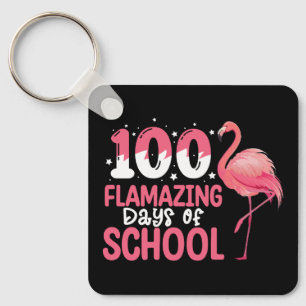 100 Flamingo Dagen van School Flamingo Docent Sleutelhanger