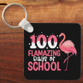 100 Flamingo Dagen van School Flamingo Docent Sleutelhanger (Voorkant)