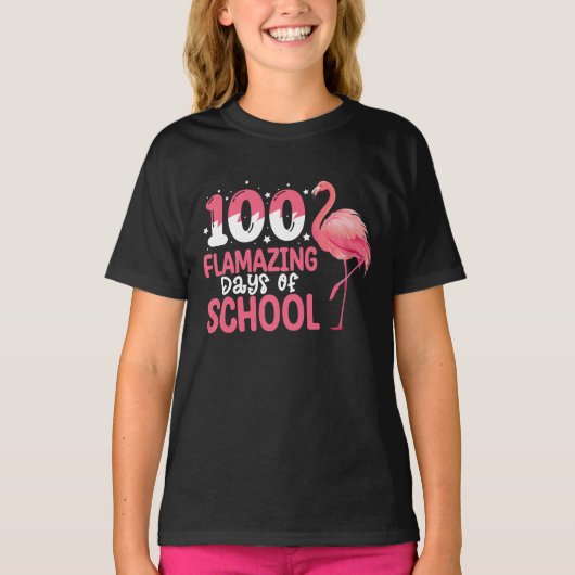 100 Flamingo Dagen van School Flamingo Docent T-shirt (Voorkant)