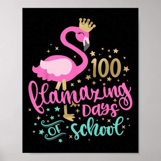 100 Flamingo Dagen Van School Flamingo Leraar Meis Poster (Voorkant)