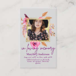 100  Floral Prayer Funeral Memorial PHOTO Visitekaartje