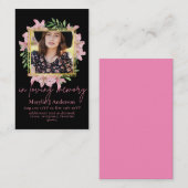 100  Floral Prayer Funeral Memorial PHOTO Visitekaartje (Voorkant / Achterkant)