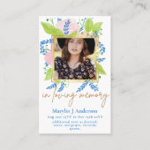 100  Floral Prayer Funeral Memorial PHOTO Visitekaartje (Voorkant)