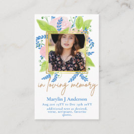 100  Floral Prayer Funeral Memorial PHOTO Visitekaartje