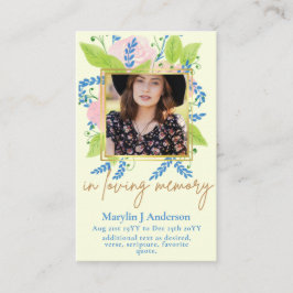 100  Floral Prayer Funeral Memorial PHOTO Visitekaartje