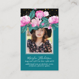 100  Floral Prayer Funeral Memorial PHOTO Visitekaartje