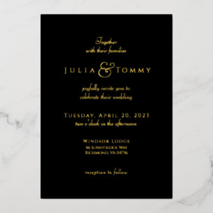 (100% Folie) zwart en goudlegant Folie Uitnodiging